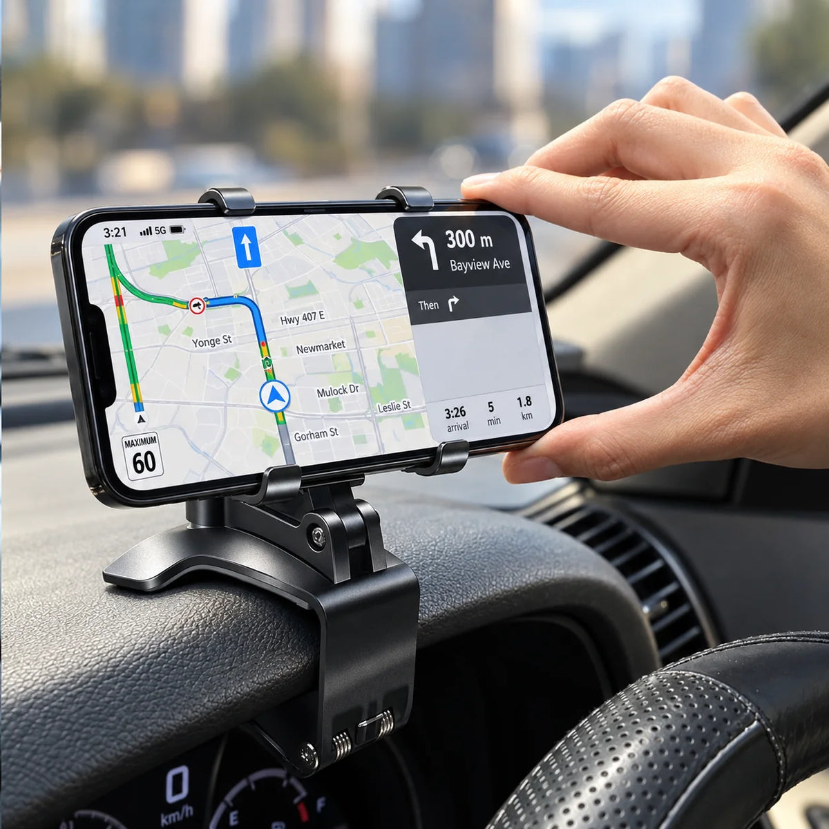 Phone Mount Dashboard Clamp 360 Degree Rotating Anti-Slip Grip