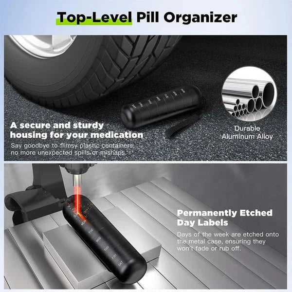 Pill Organizer 7-Day Aluminum Silicone Gasket