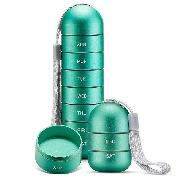 Pill Organizer 7-Day Aluminum Silicone Gasket