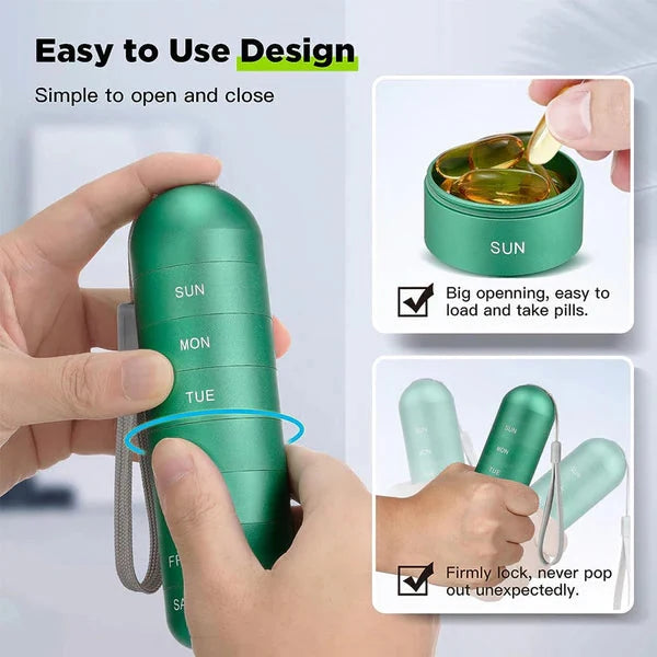 Pill Organizer 7-Day Aluminum Silicone Gasket