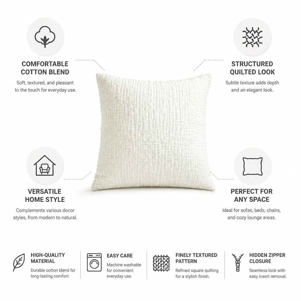 Pillowcase Quilted Cotton Blend Easy Care
