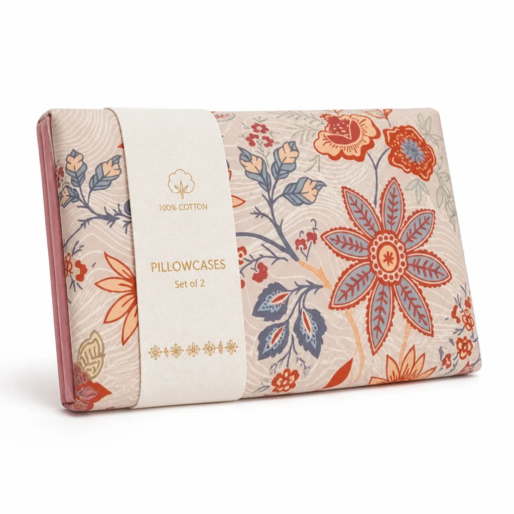 Pillowcases Rustic Floral 100% Cotton Set of 2