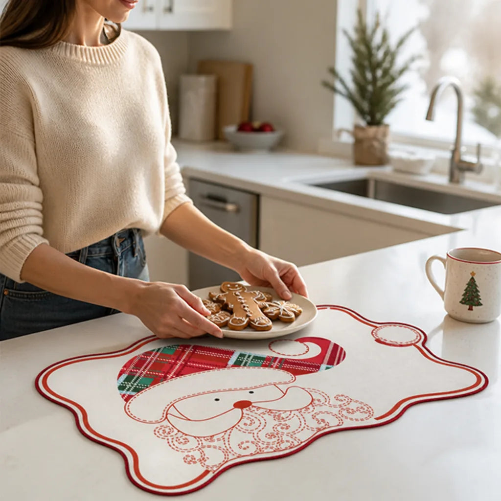 Placemat Reindeer & Check Non-Slip 12 x 18 Inch