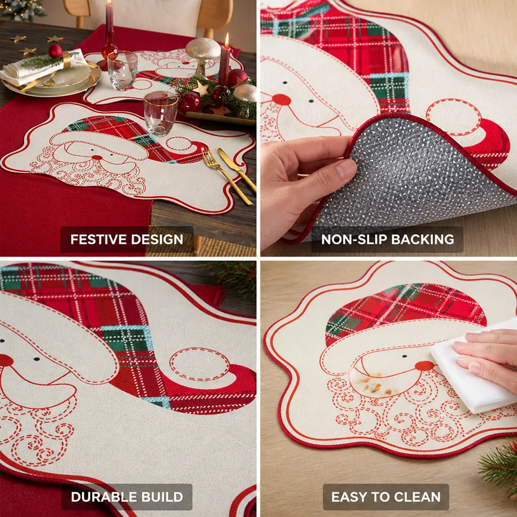 Placemat Reindeer & Check Non-Slip 12 x 18 Inch