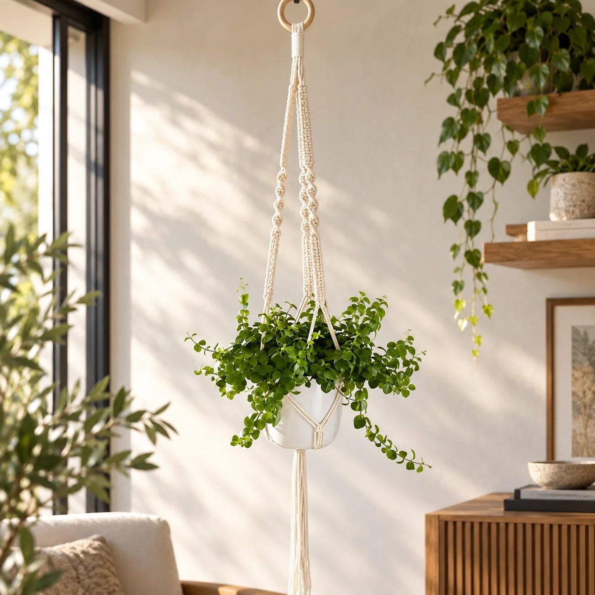 Plant Hanger Cotton Macrame Fits 12–16 cm Pots