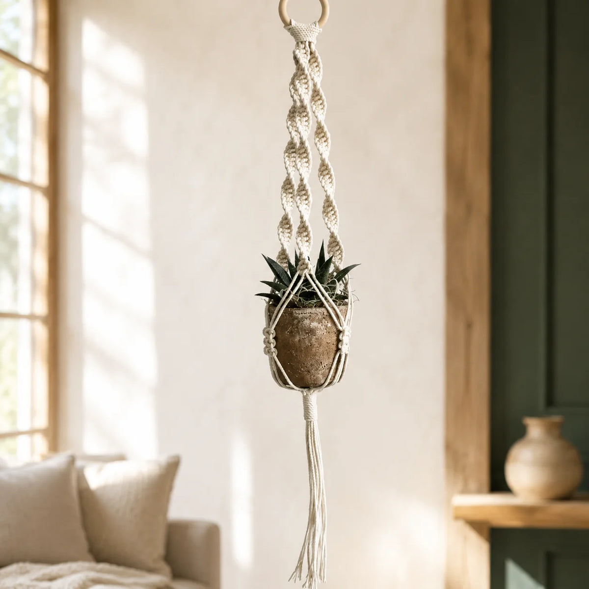 Plant Hanger Cotton Macrame Fits 12–16 cm Pots
