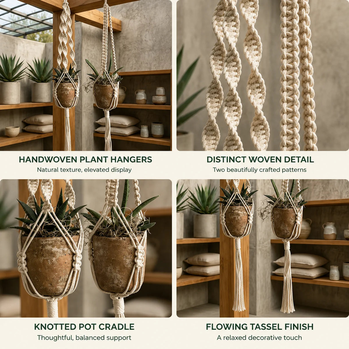 Plant Hanger Cotton Macrame Fits 12–16 cm Pots