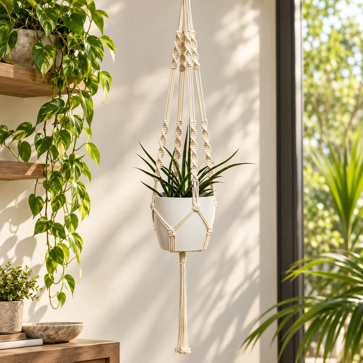 Plant Hanger Cotton Macrame Fits 12–16 cm Pots