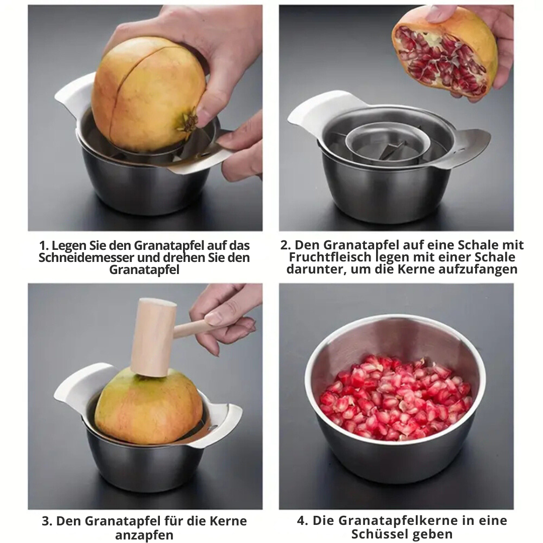Pomegranate Deseeder Stainless Steel Bowl & Non-Slip Base