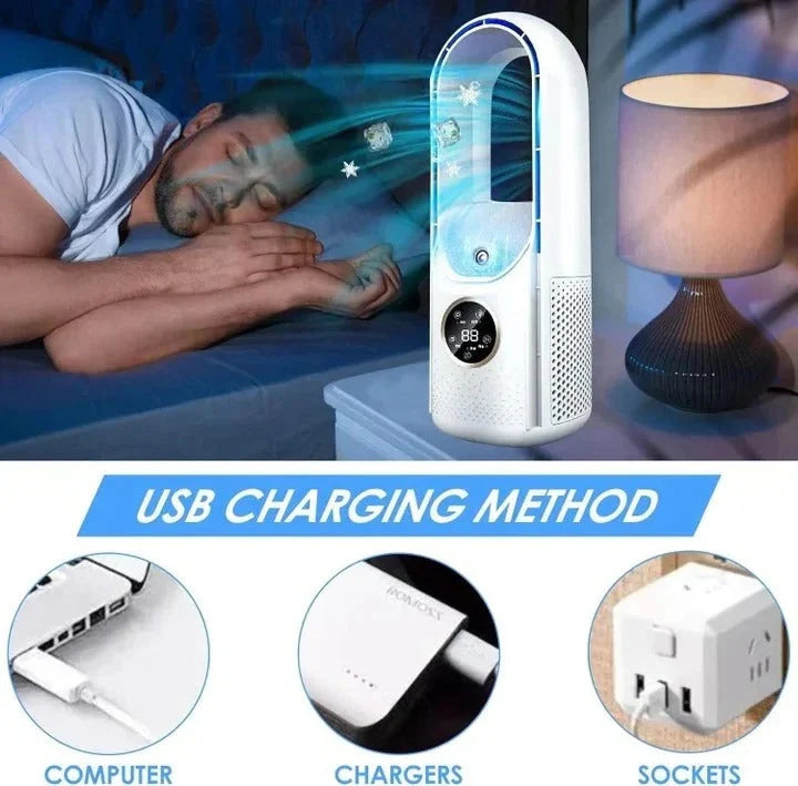 Portable Air Cooler Bladeless Quiet Refillable Pads