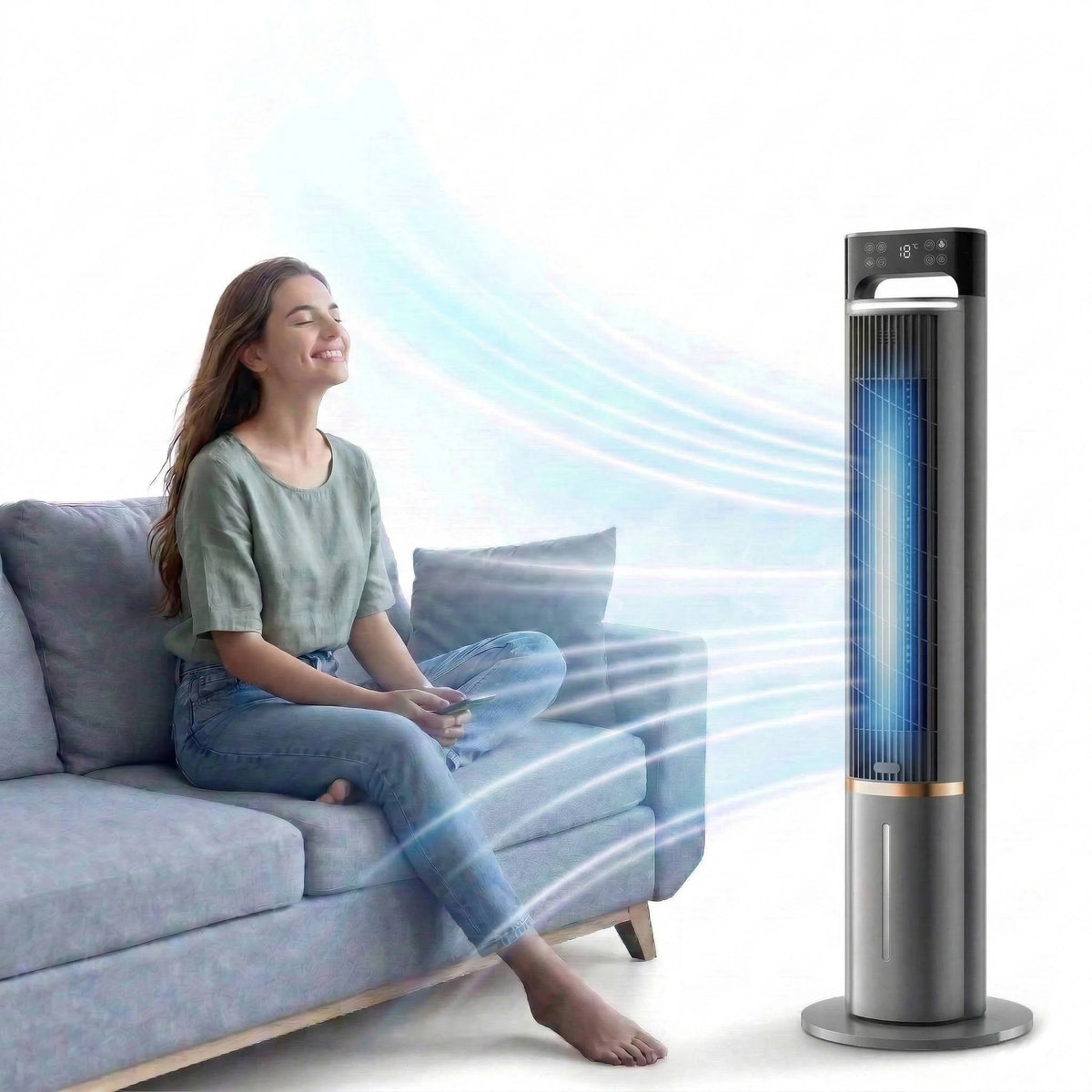 Portable Air Cooler Vortex Turbine Remote & 12-Hour Timer
