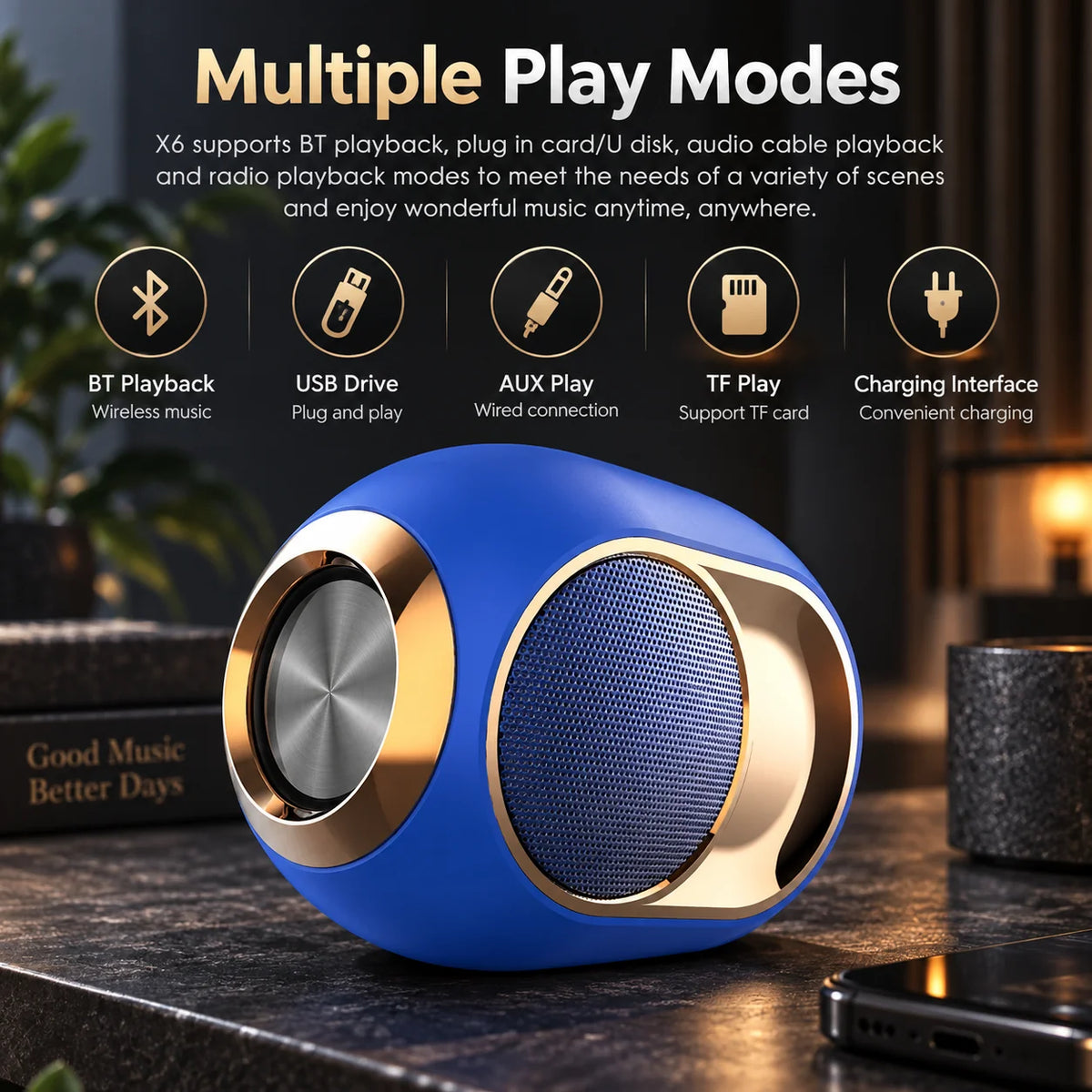 Portable Bluetooth Speaker Omnidirectional Sound & Deep Bass