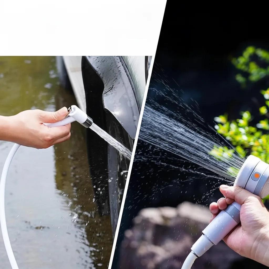 Portable Camping Shower USB Rechargeable Adjustable Pressure