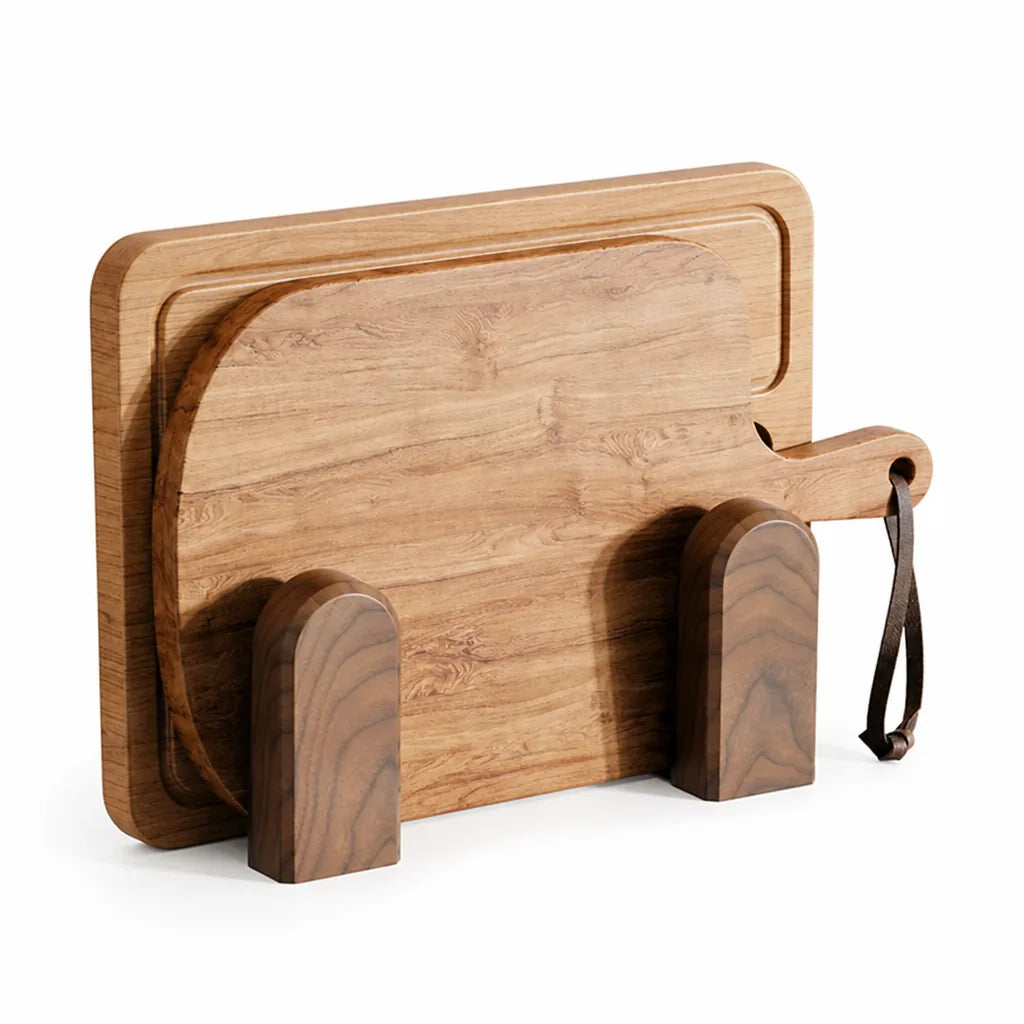 Pot Lid Rack Walnut Wood Drill-Free Space-Saving