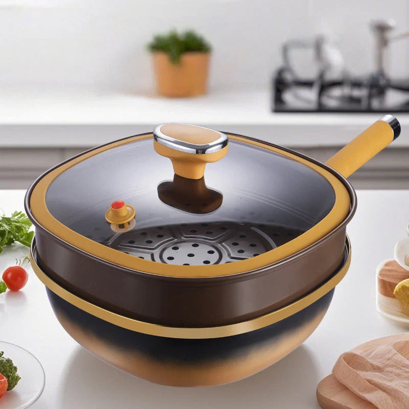 Pot Nonstick Titanium Ceramic Iron Core Base Glass Lid