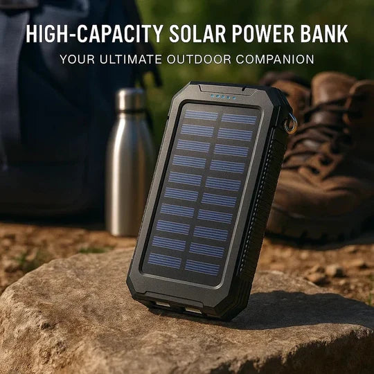 Power Bank High Capacity Solar Charging Dual USB Waterproof