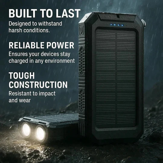 Power Bank High Capacity Solar Charging Dual USB Waterproof