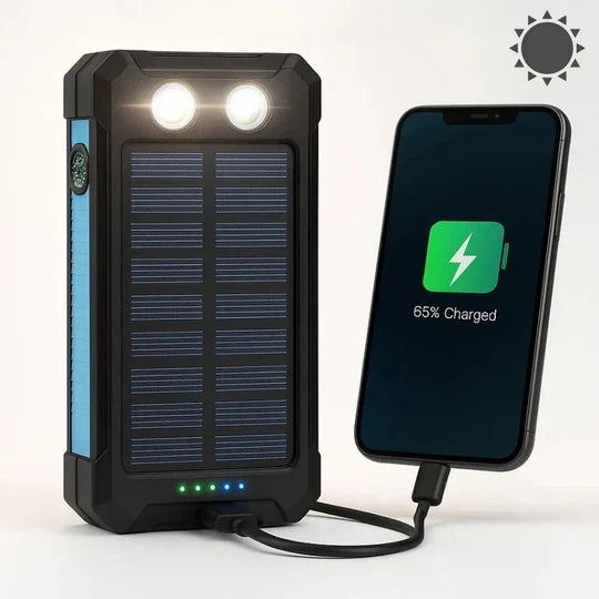 Power Bank High Capacity Solar Charging Dual USB Waterproof