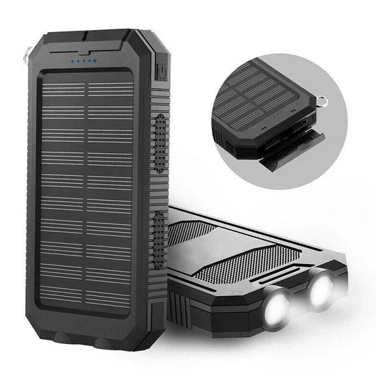 Power Bank High Capacity Solar Charging Dual USB Waterproof