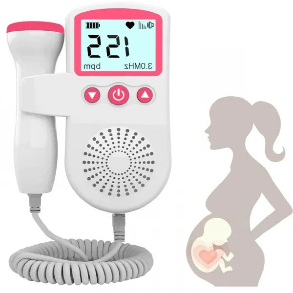 Prenatal Heart Rate Monitor Backlit Display & Built-In Speaker Battery-Powered