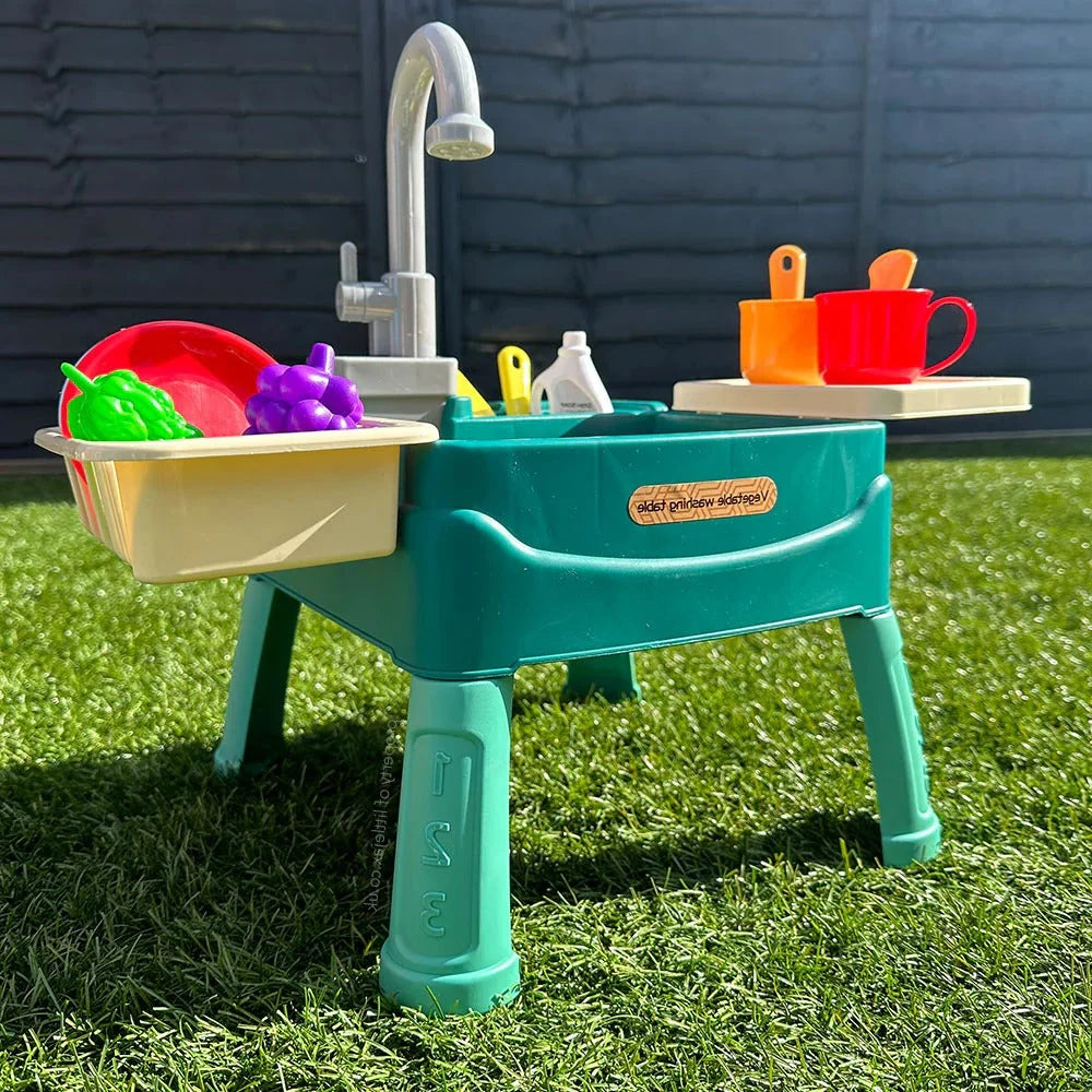 Pretend Play Sink Battery Operated Tap 19 Piece Set