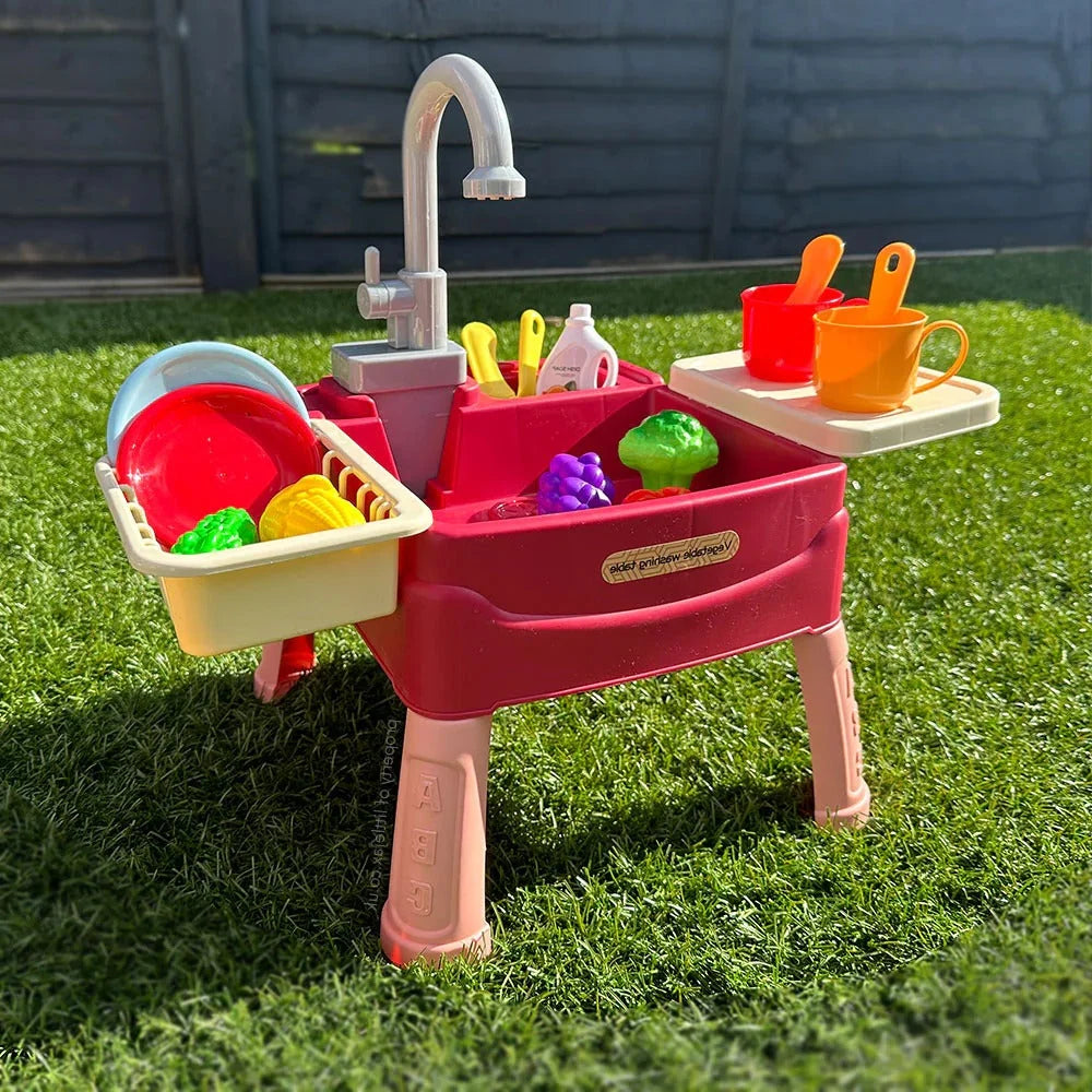 Pretend Play Sink Battery Operated Tap 19 Piece Set