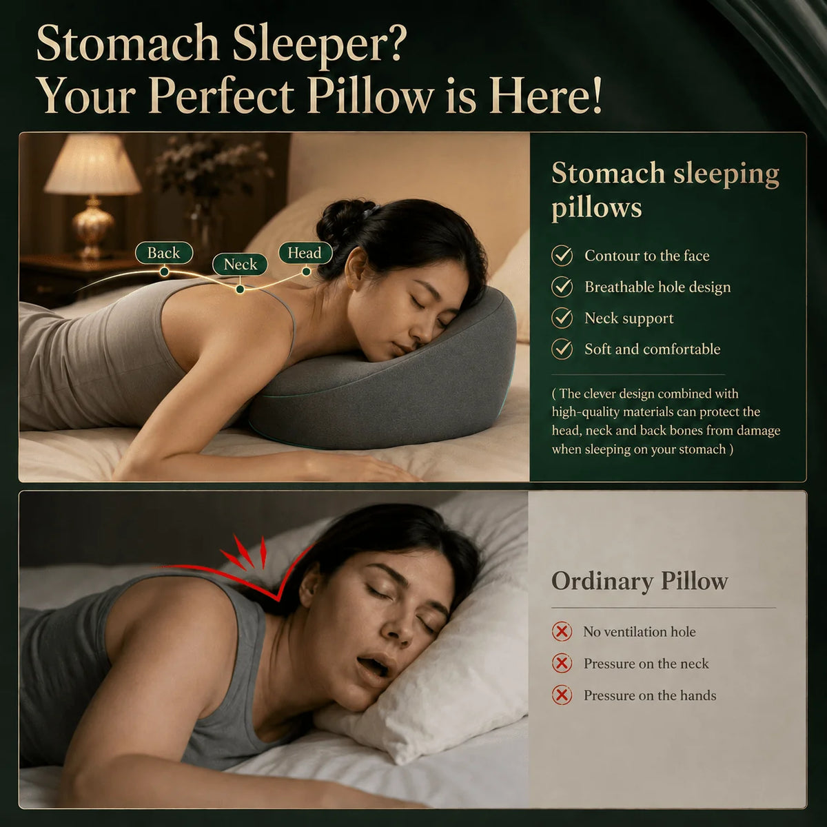 Prone Face Pillow Memory Foam Round Face Opening