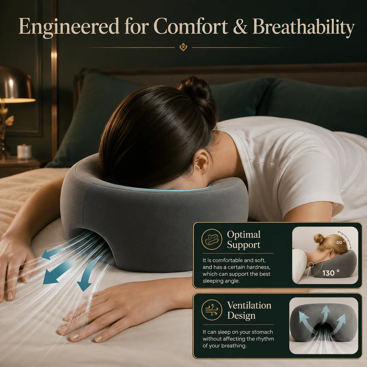 Prone Face Pillow Memory Foam Round Face Opening