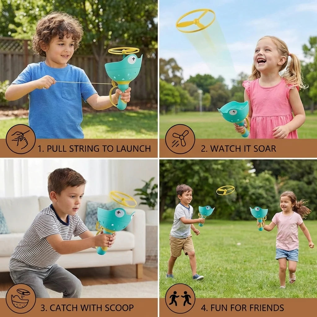 Propeller Launcher Pull-String Frog Handle Set of 6