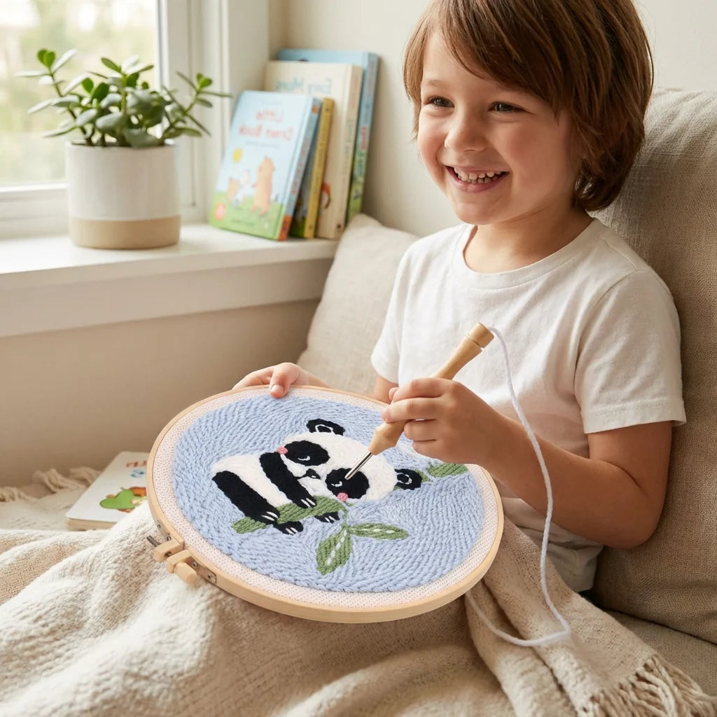 Punch Needle Embroidery Kit Adjustable Loop Pre-Printed Fabric