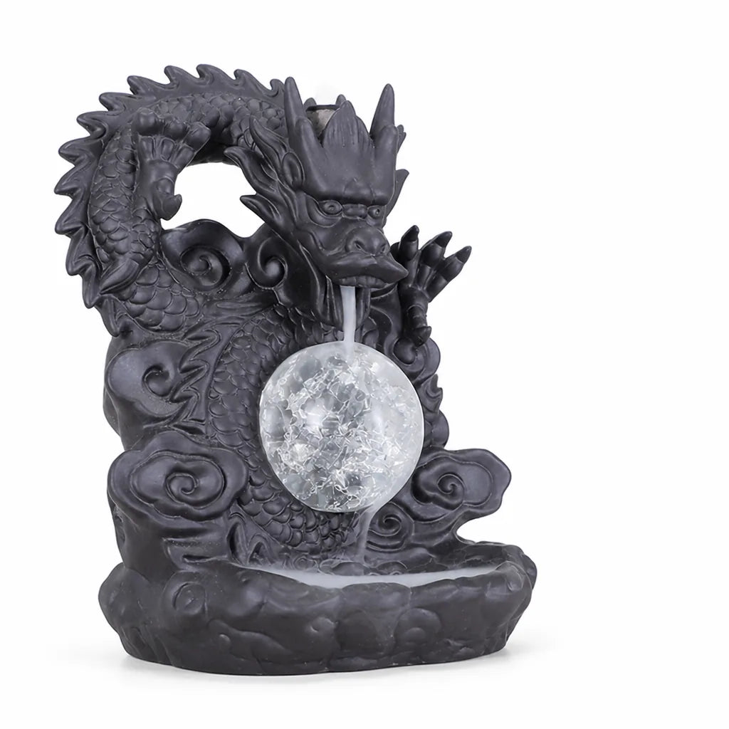 Purple Clay Dragon Waterfall Backflow Incense Burner (For Cone Incense)