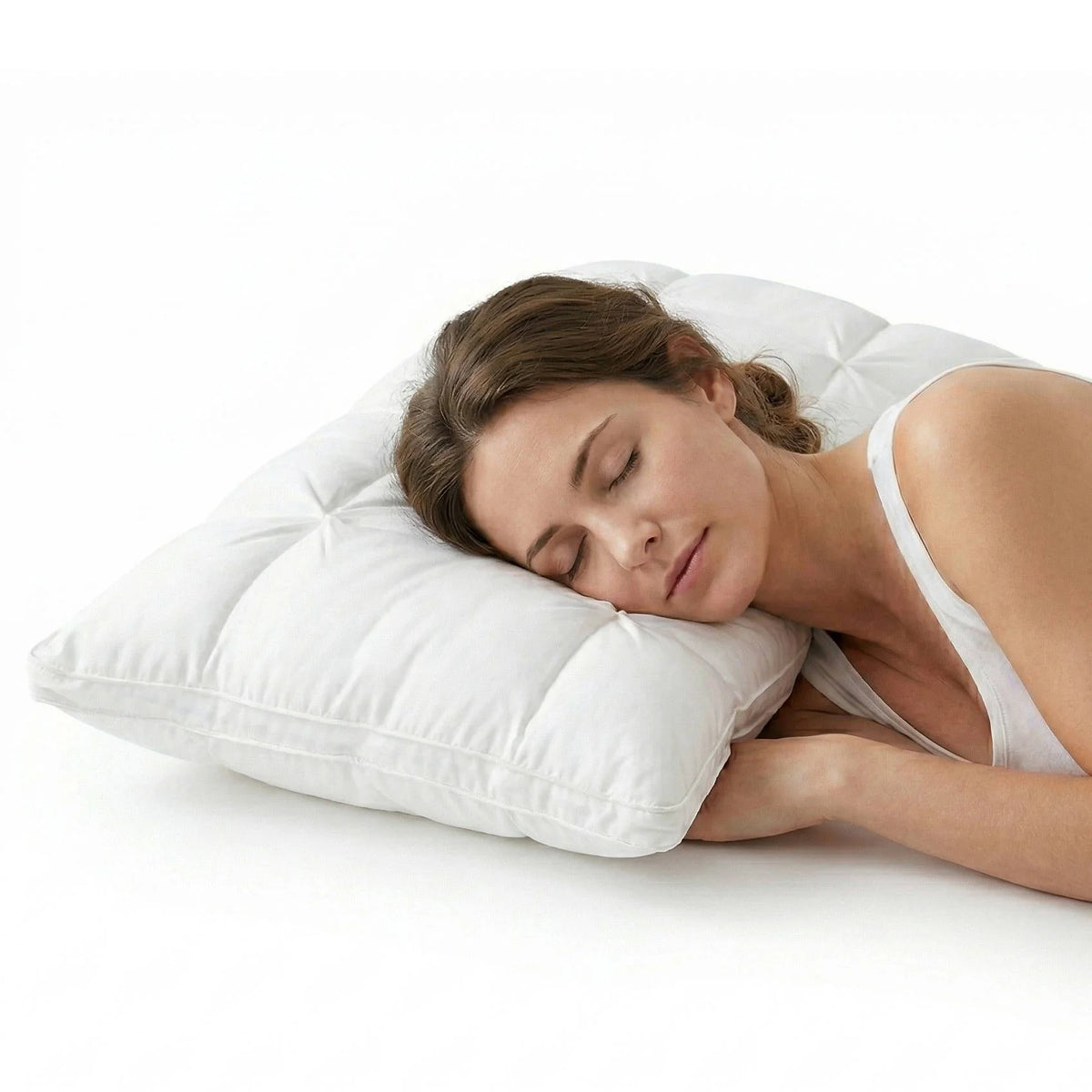 Quilted Pillow Cooling Ice Silk 12-Chamber Microfiber Fill