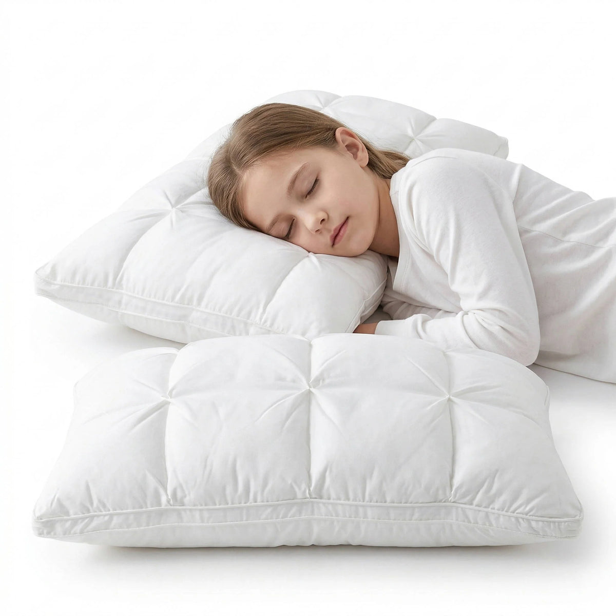 Quilted Pillow Cooling Ice Silk 12-Chamber Microfiber Fill