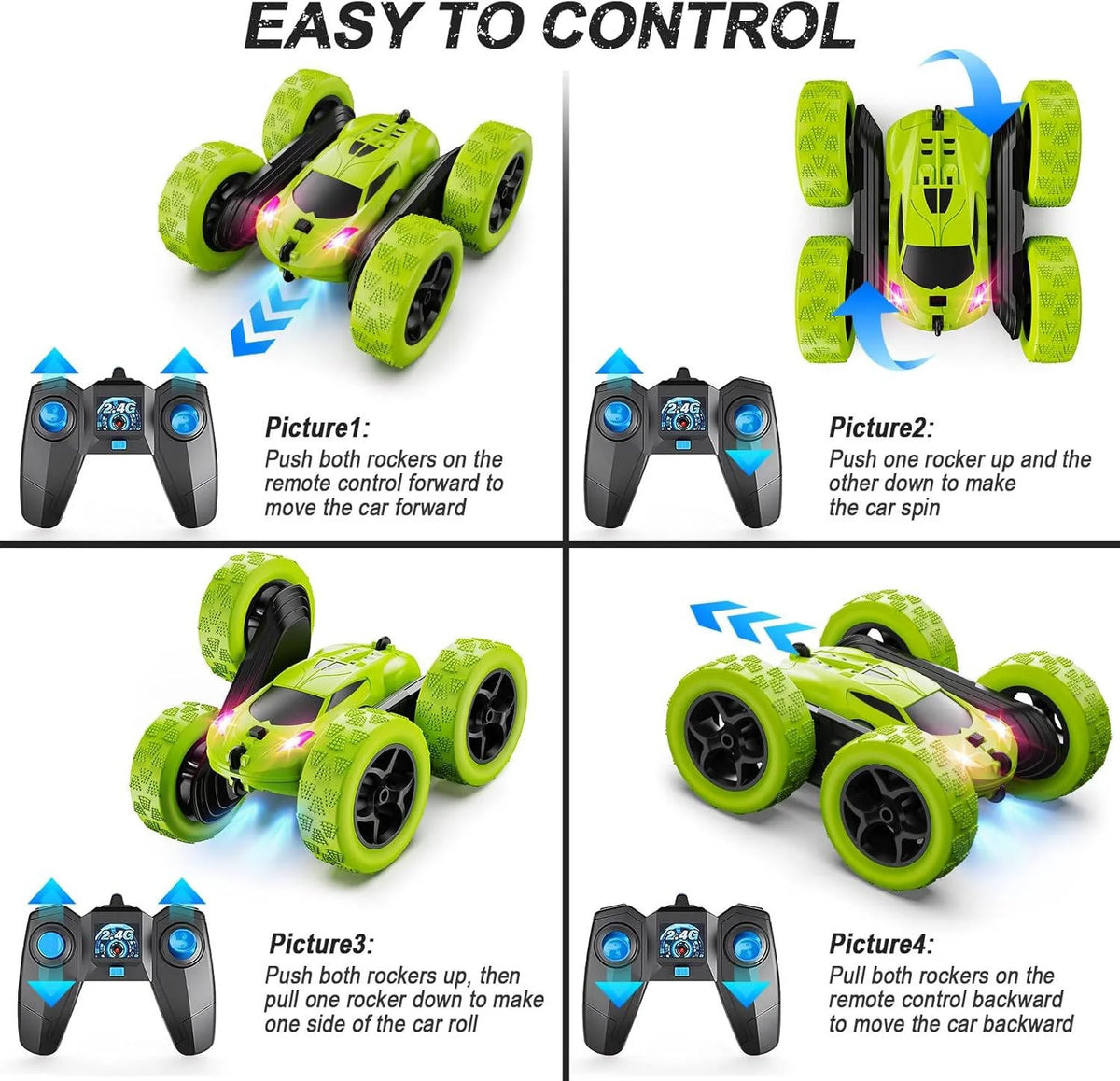 RC Stunt Car 4WD 360 Degree Flips 90-Minute Battery