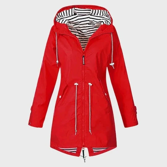 Rain Jacket Waterproof Extended Length & Adjustable Hood