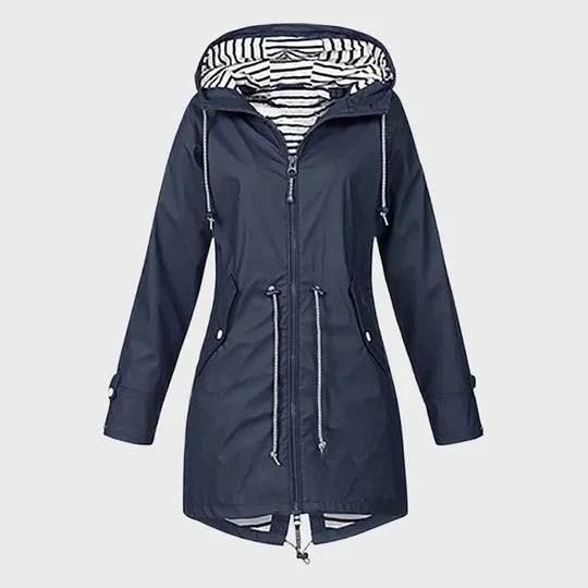 Rain Jacket Waterproof Extended Length & Adjustable Hood