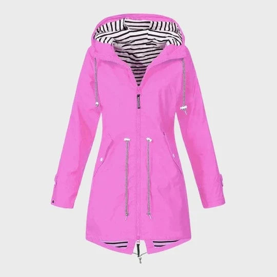 Rain Jacket Waterproof Extended Length & Adjustable Hood