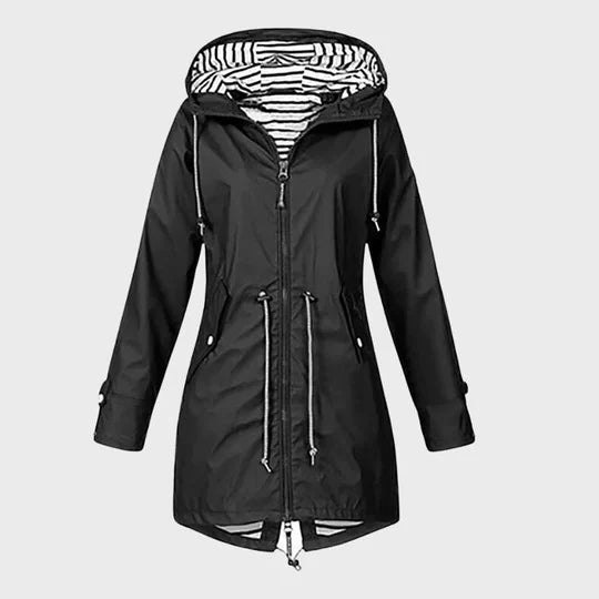 Rain Jacket Waterproof Extended Length & Adjustable Hood