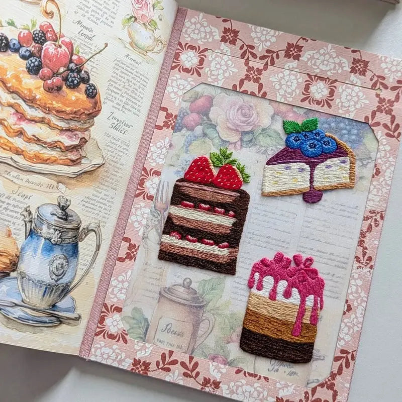 Recipe Book Splash-Proof Pages Hand-Embroidered Cover