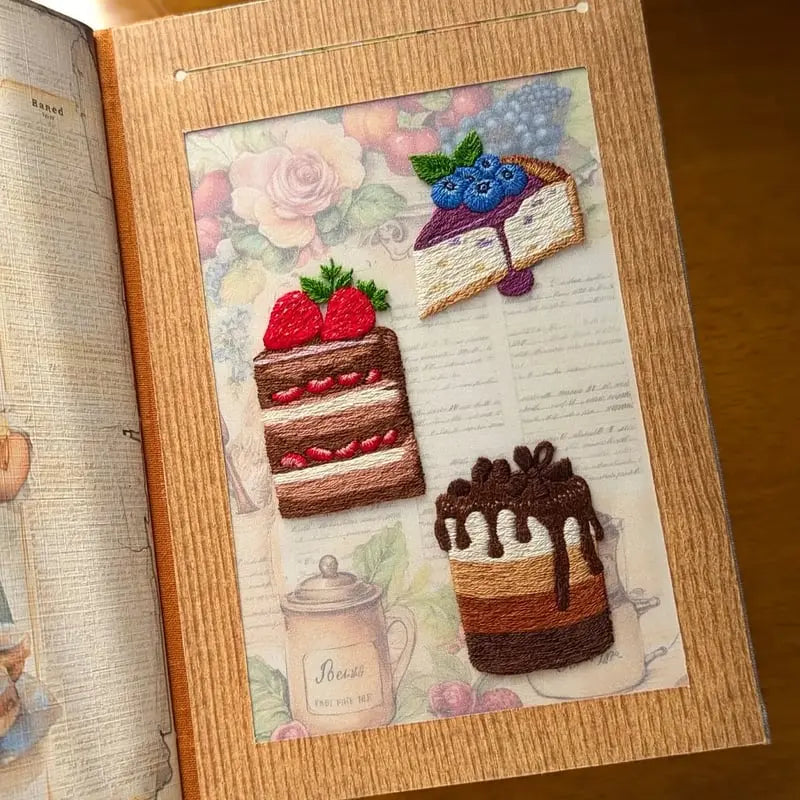 Recipe Book Splash-Proof Pages Hand-Embroidered Cover