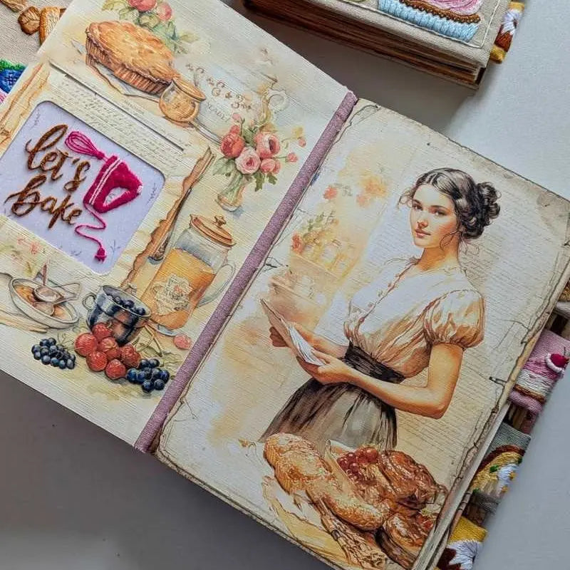 Recipe Book Splash-Proof Pages Hand-Embroidered Cover