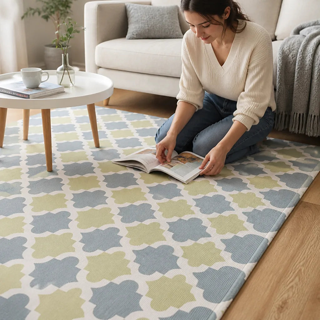 Rectangular Rug Flatwoven Cotton Quatrefoil 120x180 Cm