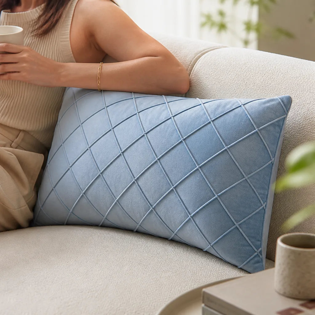 Rectangular Textured Velvet Throw Pillow