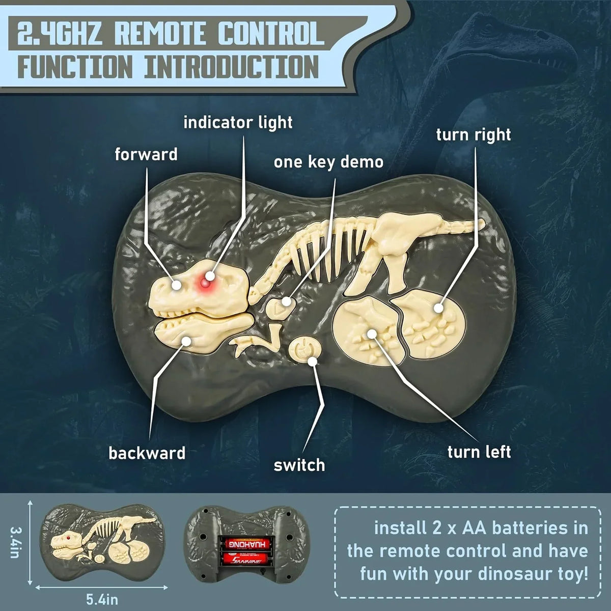 Remote Control Dinosaur Lifelike Movement & Sounds USB Rechargeable