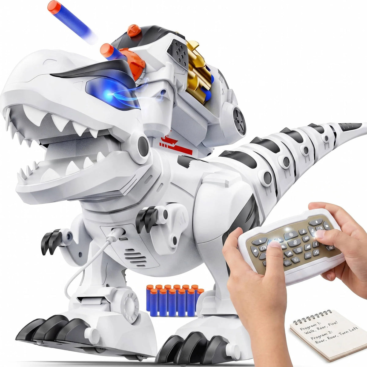 Remote Control Dinosaur Programmable & Rechargeable Foam Dart Blaster
