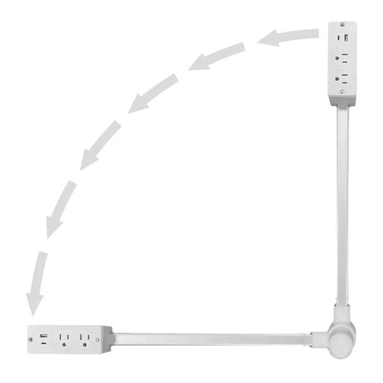 Retractable Power Strip 30in Cord USB-C Phone Holder