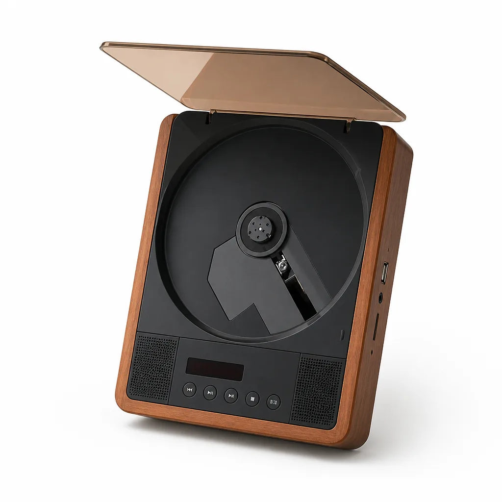 Retro Radio-Inspired Portable USB and AUX CD Player (Bluetooth 5.0 Wireless)