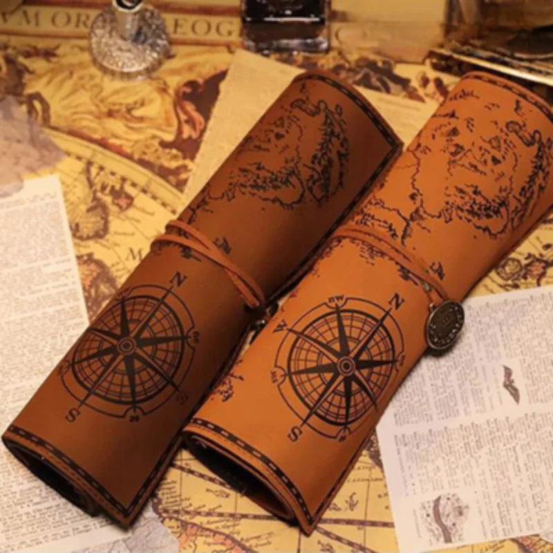 Roll-Up Pencil Case Treasure Map Securing Strap