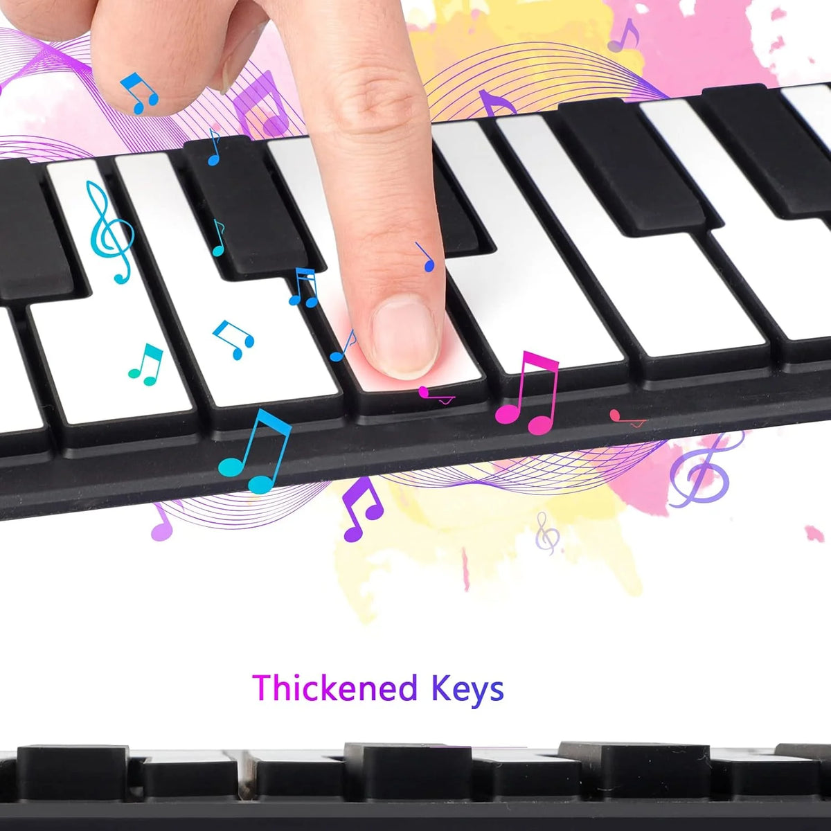 Roll-Up Piano Keyboard 49-Key Rechargeable Built-In Speakers