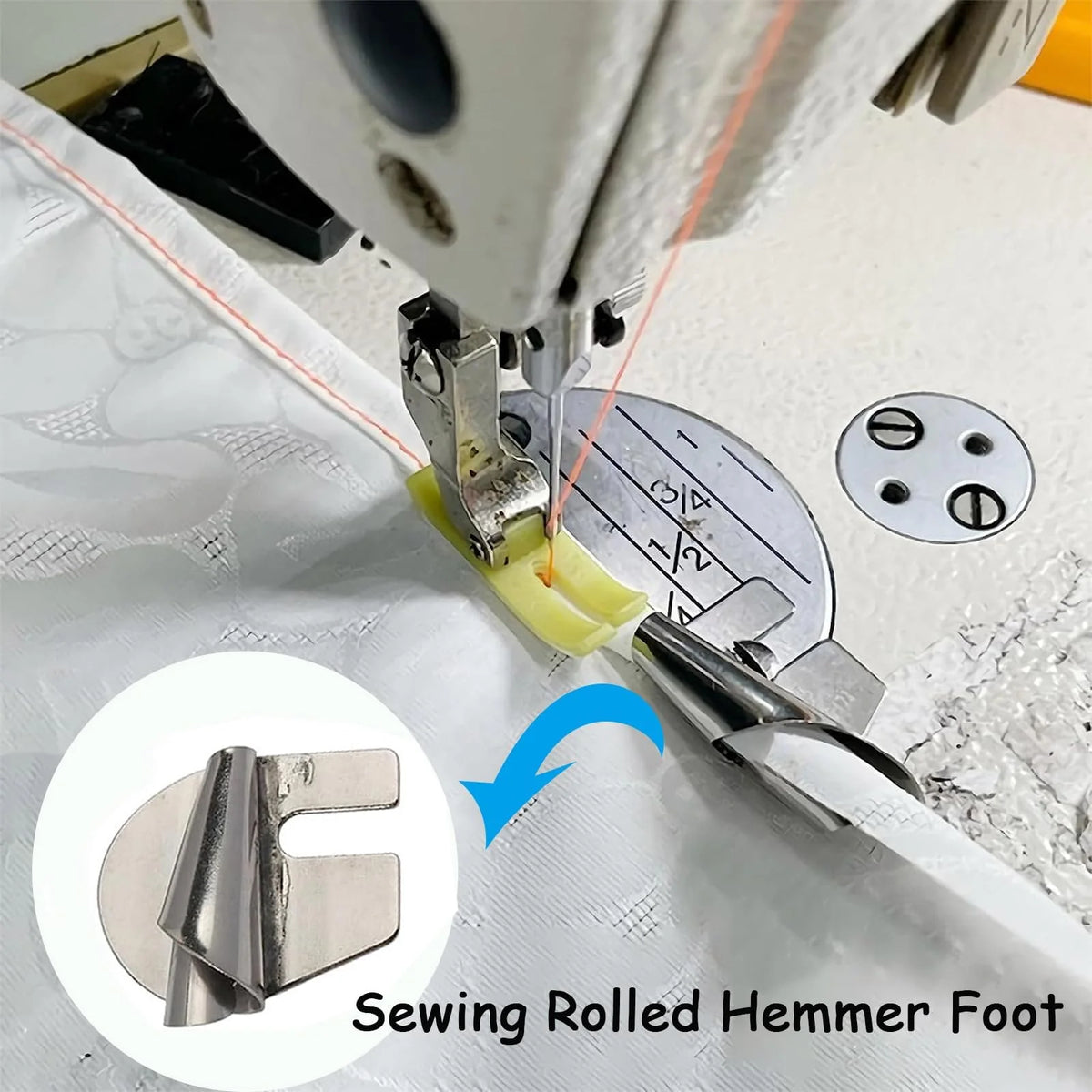 Rolled Hem Presser Foot Stainless Steel Multiple Curl Sizes